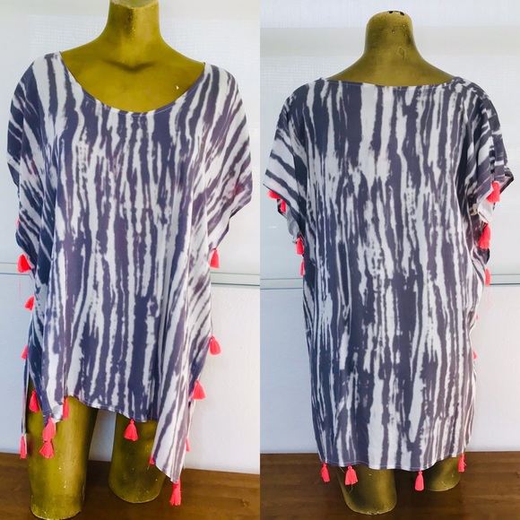 SURF GYPSY NWT Tasseled Boho SWIMSUIT COVER-UP Resort Cruise Dress Small - Picture 8 of 9